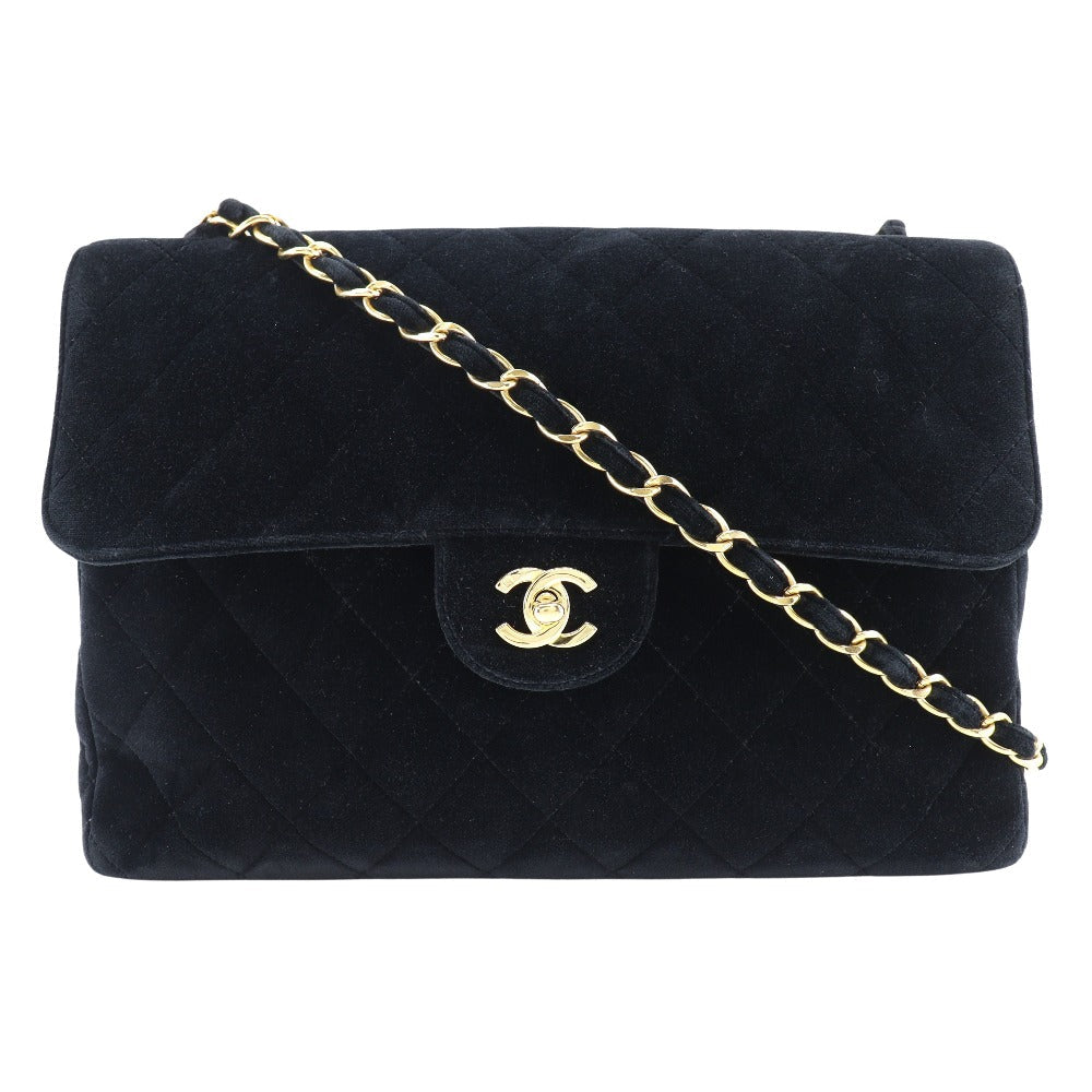 CHANEL Shoulder Bag Velor black Matrasse 30 ChainShoulder Women