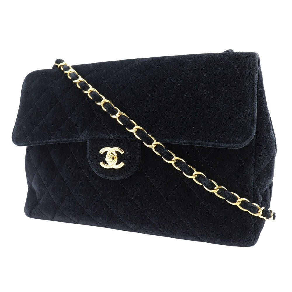 CHANEL Shoulder Bag Velor black Matrasse 30 ChainShoulder Women