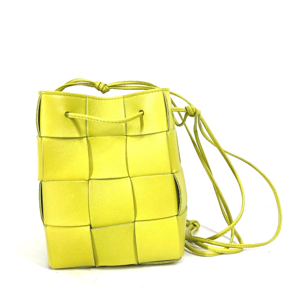 BOTTEGAVENETA Shoulder Bag 680218 Calf leather Light green Small Cassette Crossbody Bucket Bag Women