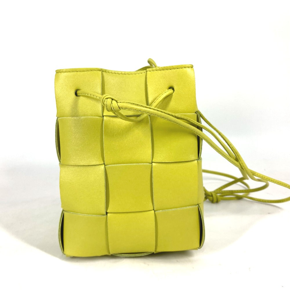BOTTEGAVENETA Shoulder Bag 680218 Calf leather Light green Small Cassette Crossbody Bucket Bag Women