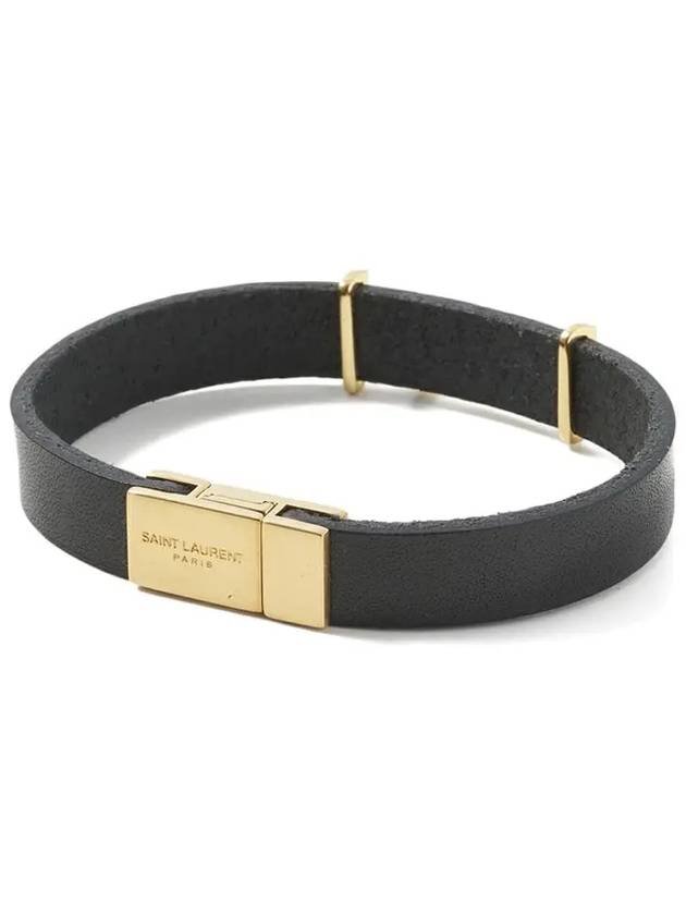 Luxury Saint Laurent Trending 2025 Monogram Opyum Leather Bracelet Black Gold