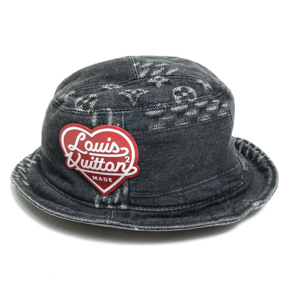 LOUIS VUITTON hat MP3244 cotton Black x white bonnet denim LV MADE Heart mens âM