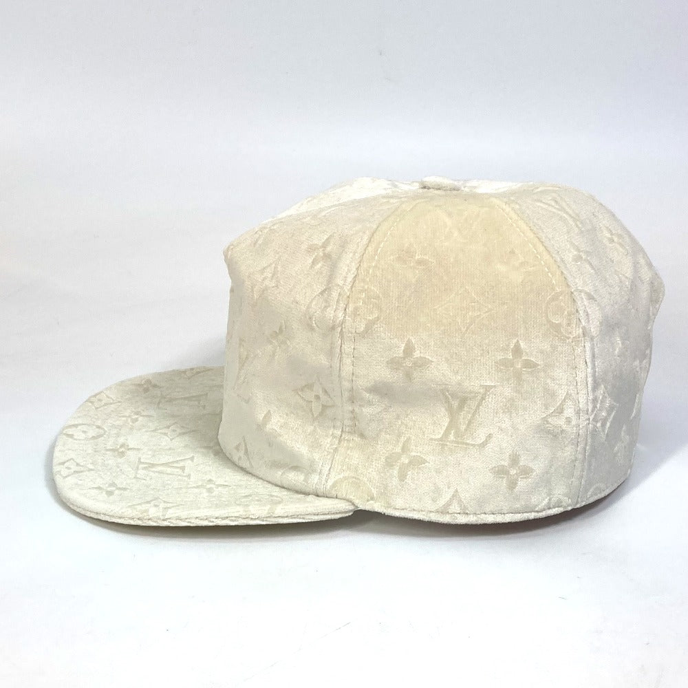 LOUIS VUITTON cap MP3421 polyester white Monogram newsboy velvet