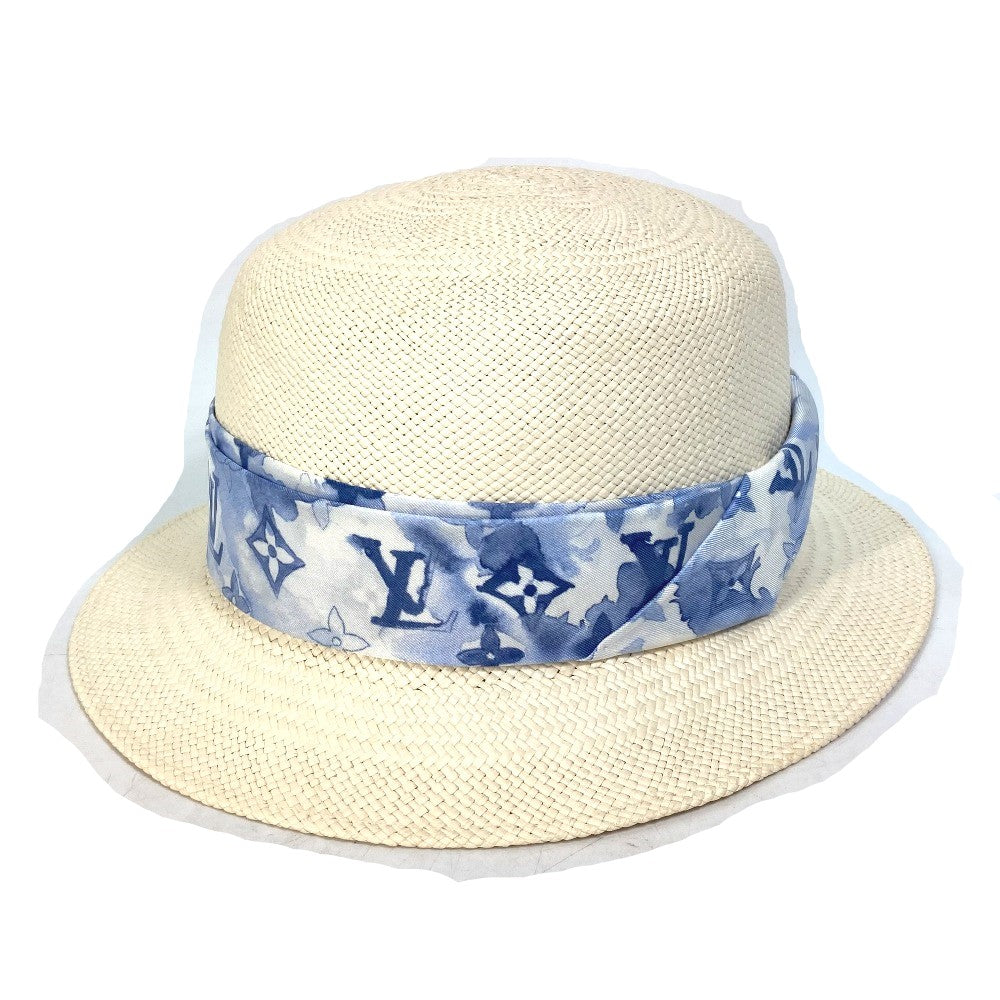 LOUIS VUITTON hat M76762 straw blue Monogram water color chapeau summer time Women 58