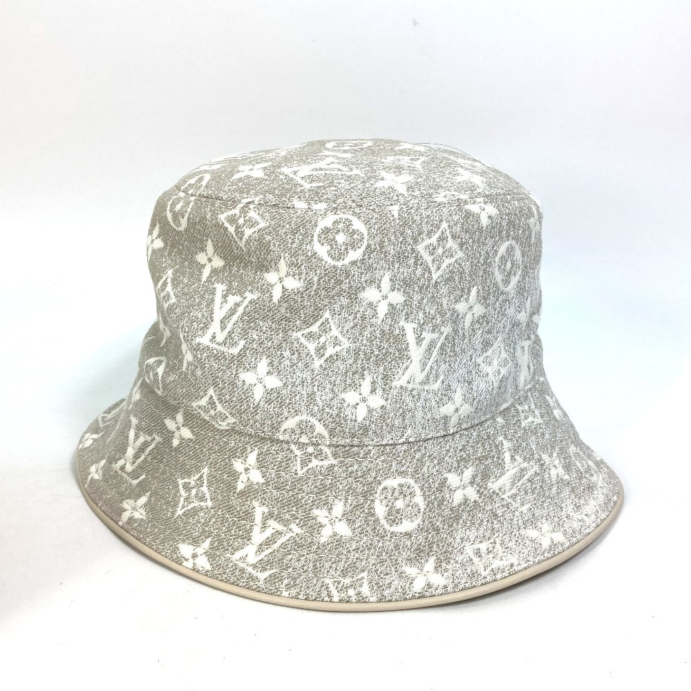 LOUIS VUITTON hat M7058S Nylon, Cotton beige Bucket hat in monogram jacquard denim Women S