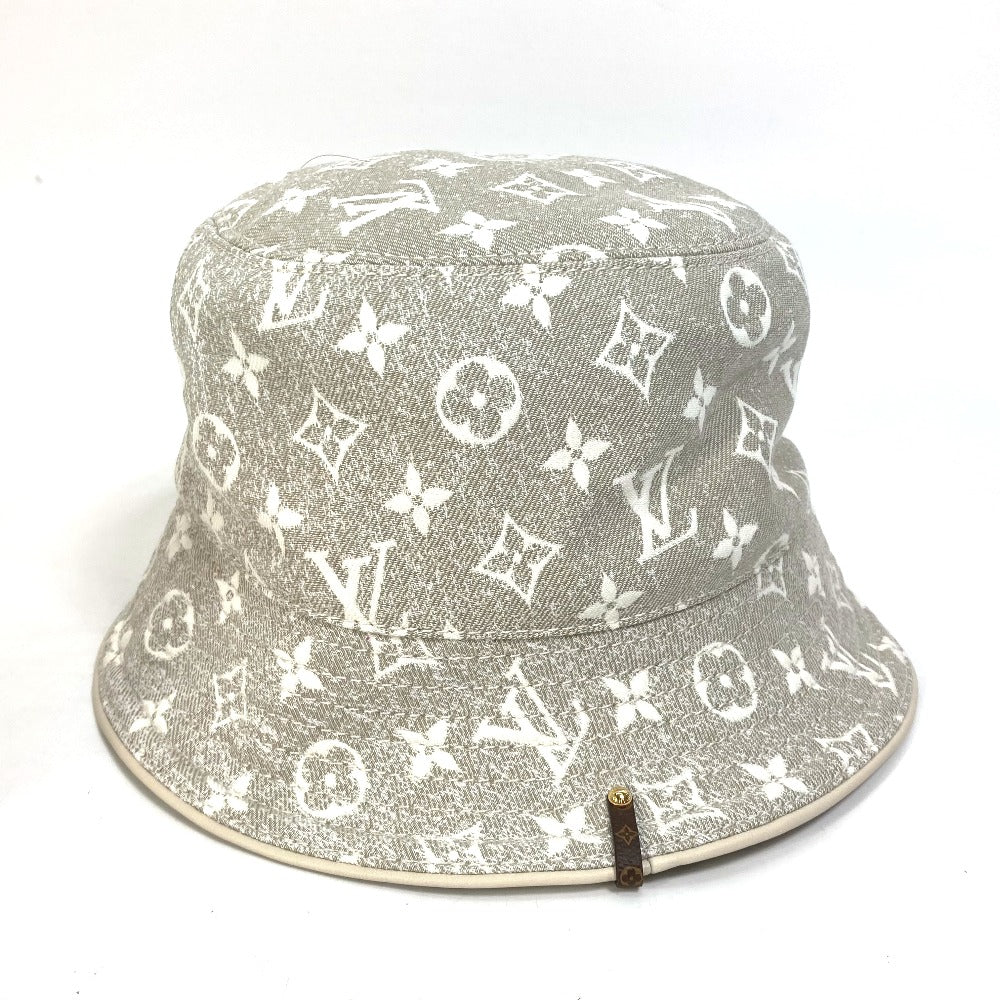 LOUIS VUITTON hat M7058S Nylon, Cotton beige Bucket hat in monogram jacquard denim Women S