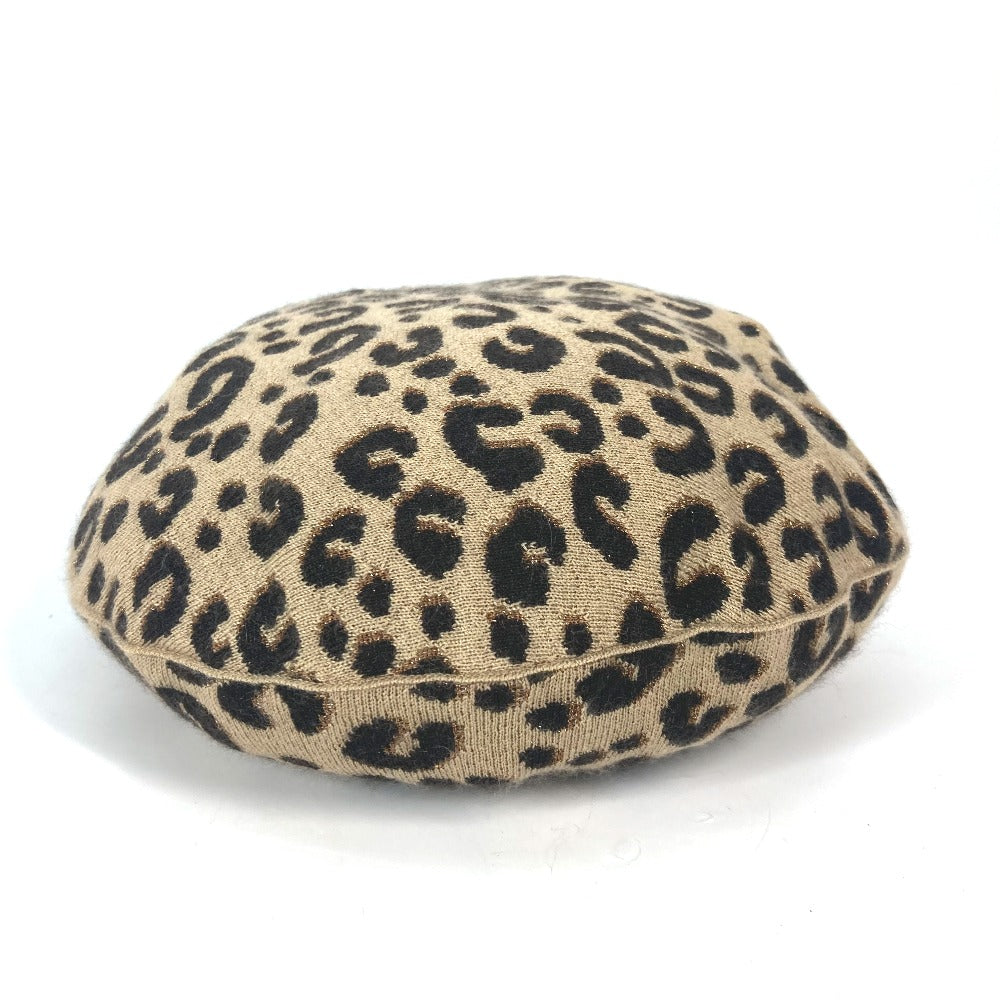 LOUIS VUITTON beret M74776 Cashmere, Silk beige hat Belle Maille Leopard Women