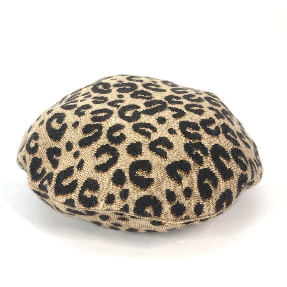 LOUIS VUITTON beret M74776 Cashmere, Silk beige hat Belle Maille Leopard Women