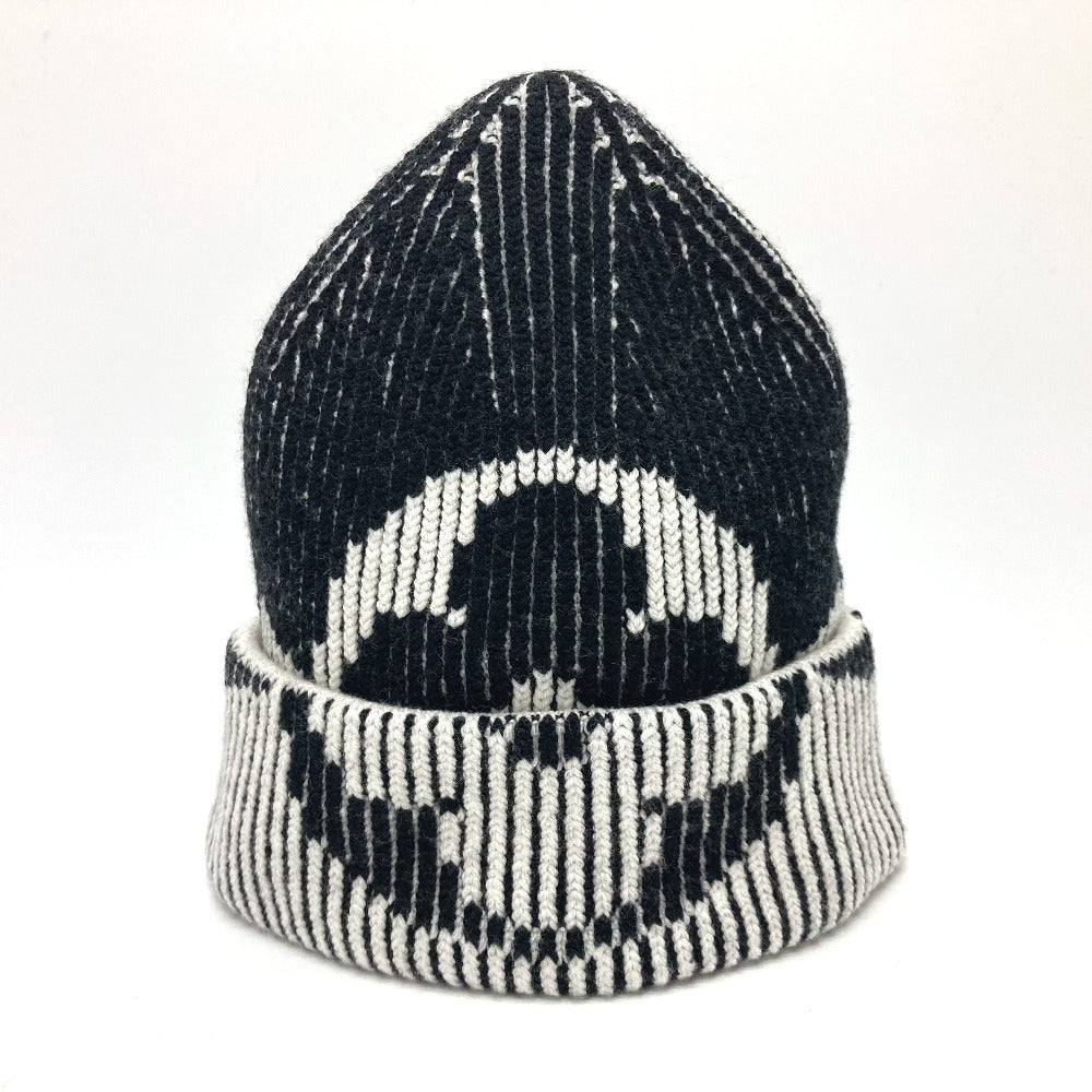 LOUIS VUITTON Knit hat M77997 wool black Bonnet Rib Flower Monogram mens