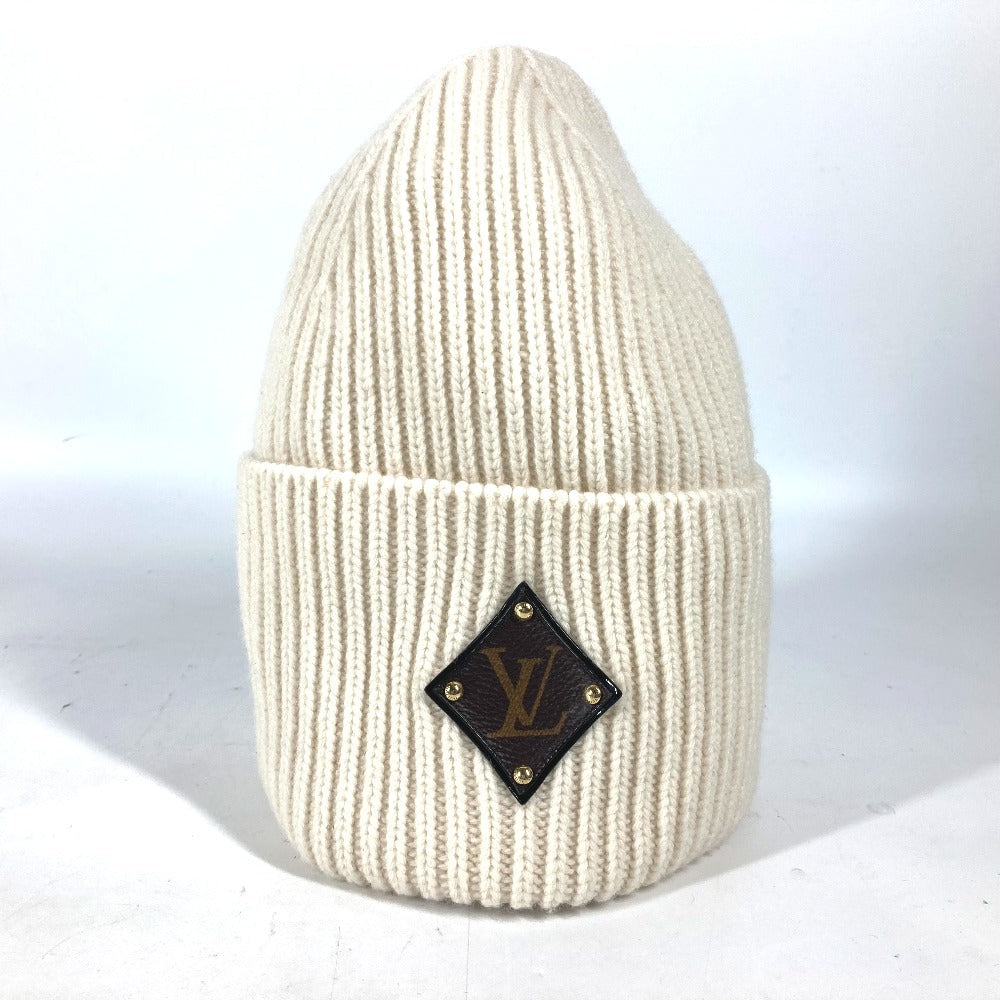 LOUIS VUITTON Knit hat M76707 wool white monogram emblem Bonnet LV Beanie Women