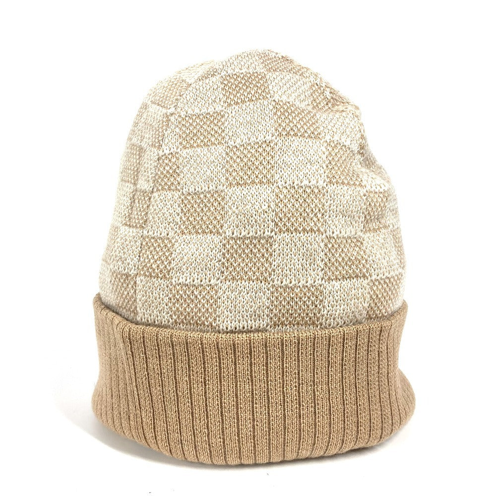 LOUIS VUITTON Knit hat M77984 wool beige Beanie Neo Petite Damier