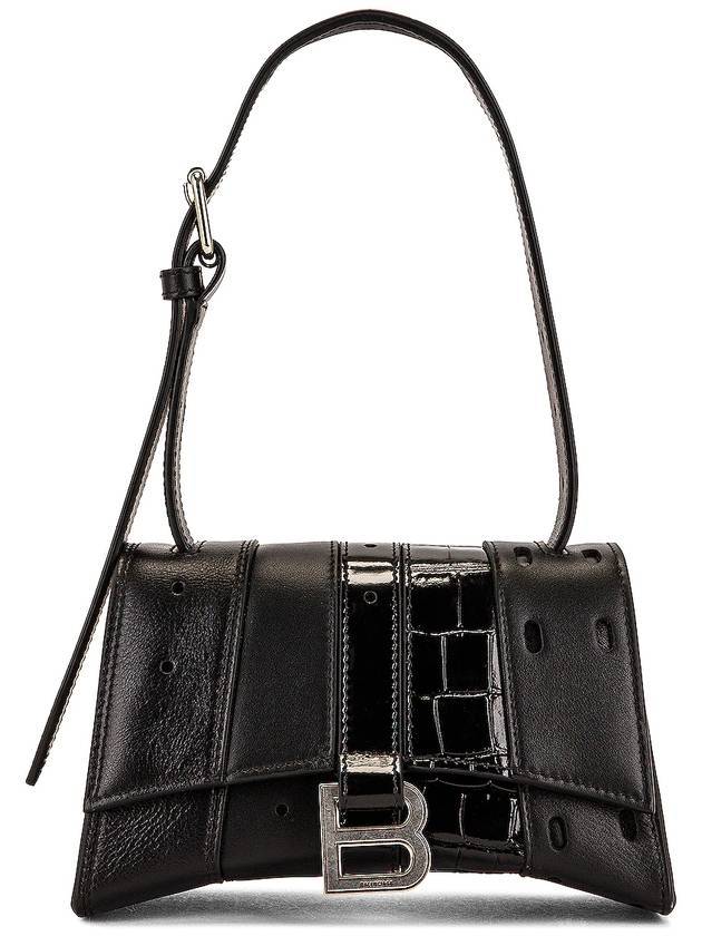 Luxury Balenciaga Trending 2025 Hourglass Mix Leather Tote Bag Black