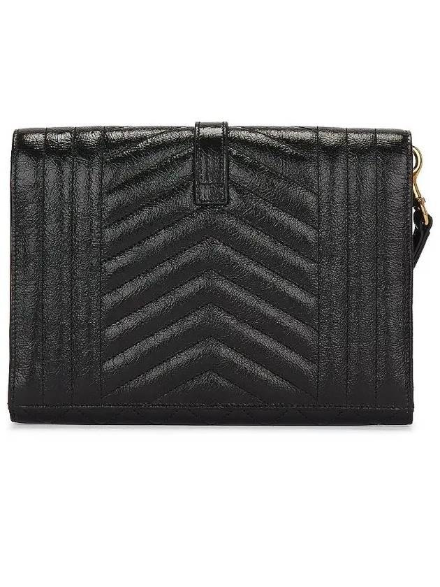 Luxury Saint Laurent Trending 2025 Monogram Envelope Flap Leather Clutch Bag Black