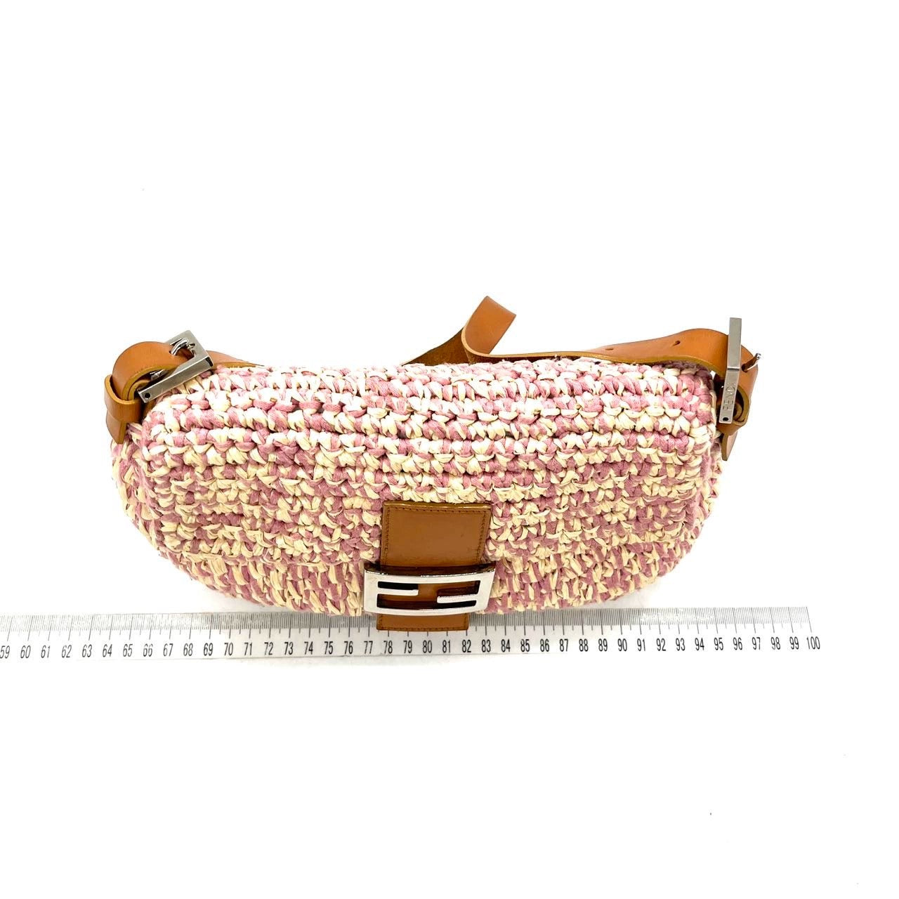Fendi Baguette Raffia Straw Multicolor Shoulder Bag
