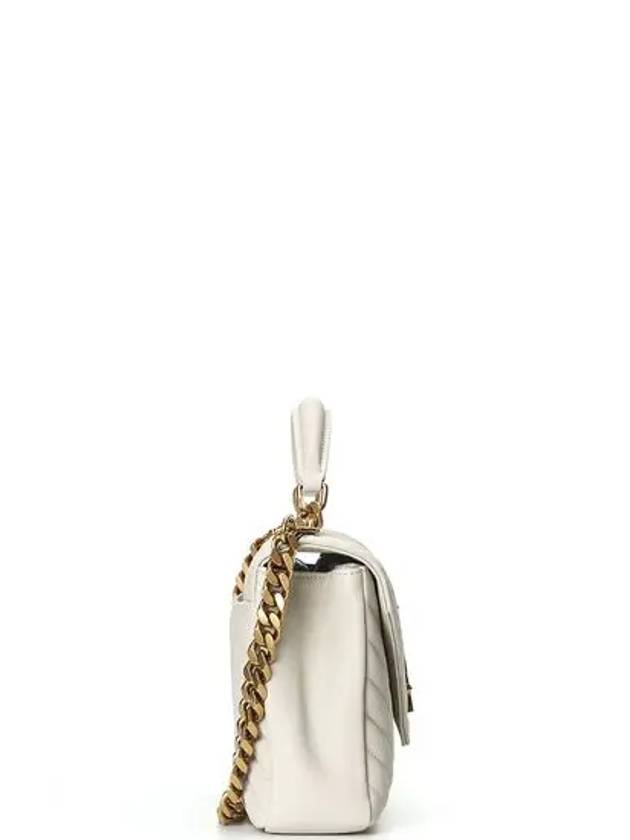 Luxury Saint Laurent Trending 2025 College Medium in Quilted Leather Shoulder Bag Blanc Vintage