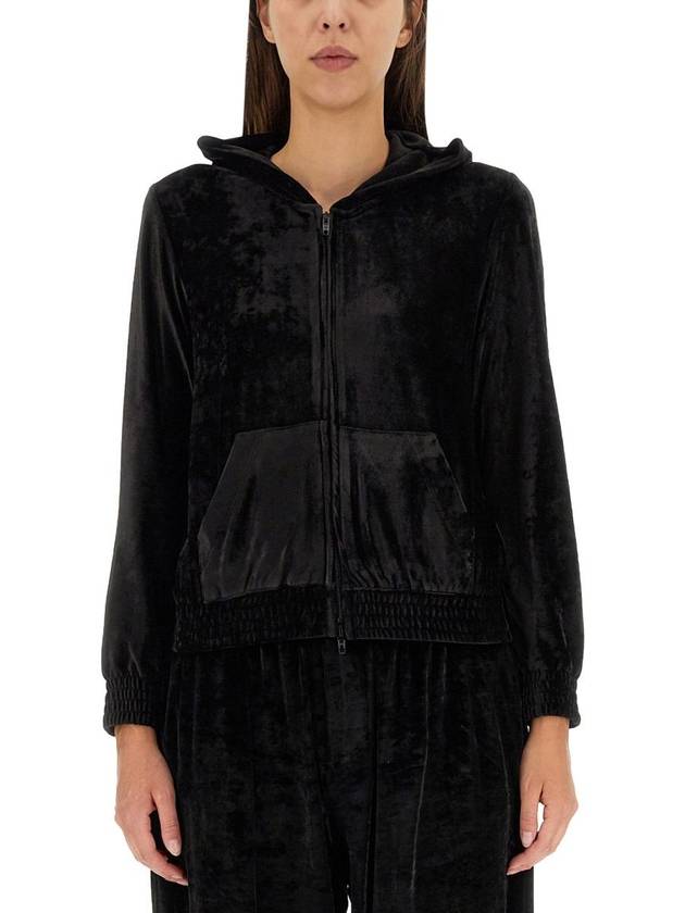 Luxury Balenciaga Trending 2025 Women's BB Paris Strass Velvet  Zip-Up Hoodie Black