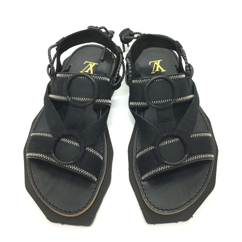 LOUIS VUITTON Sandals Canvas, Wood, Canvas x Wood black savanna line outdoor/belt mens 5