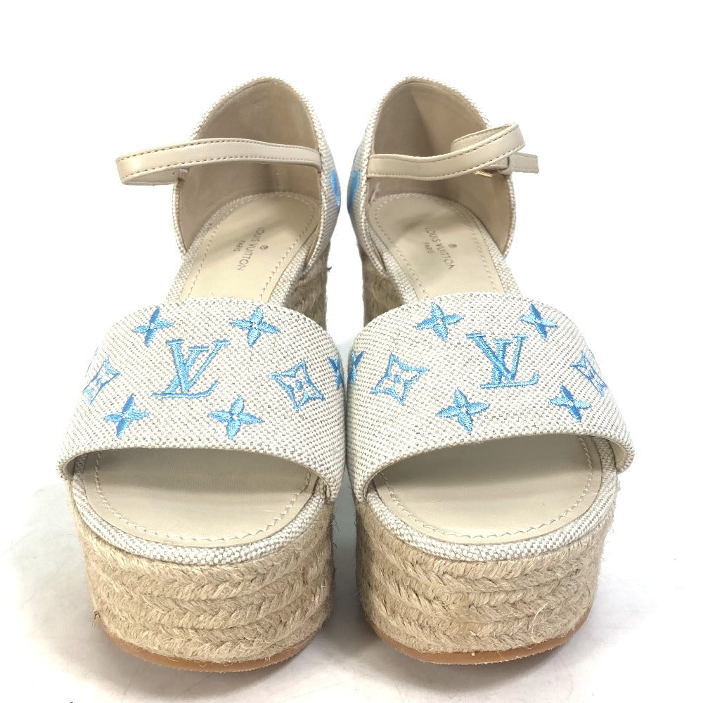 LOUIS VUITTON Sandals Leather / canvas blue Starboard Lines With strap Women 34.5