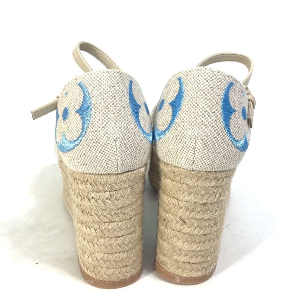 LOUIS VUITTON Sandals Leather / canvas blue Starboard Lines With strap Women 34.5