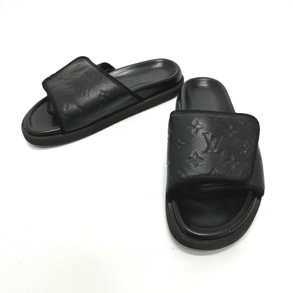 LOUIS VUITTON Sandals leather black NBA collaboration Miami Line Mules mens 6