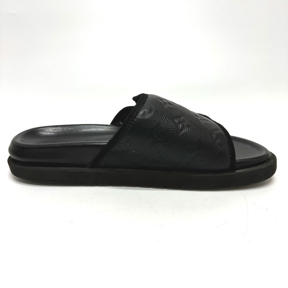 LOUIS VUITTON Sandals leather black NBA collaboration Miami Line Mules mens 6