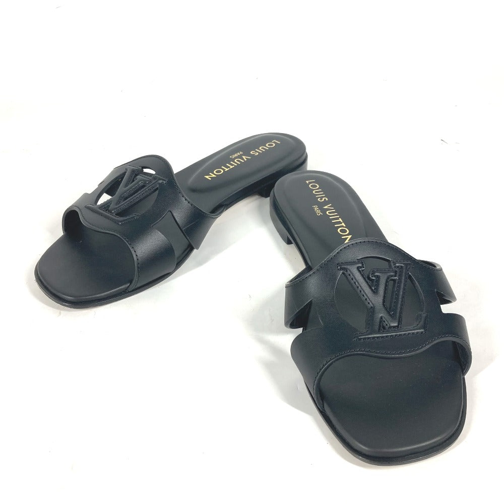 LOUIS VUITTON Sandals 1ABP01 leather black LV logo flat sandals LV Isola Line Mules Women 35