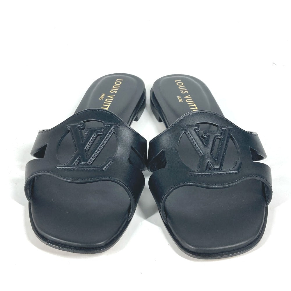 LOUIS VUITTON Sandals 1ABP01 leather black LV logo flat sandals LV Isola Line Mules Women 35