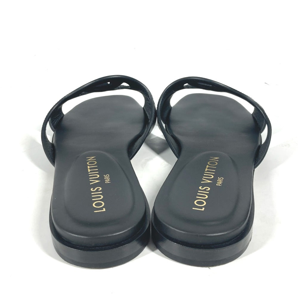 LOUIS VUITTON Sandals 1ABP01 leather black LV logo flat sandals LV Isola Line Mules Women 35