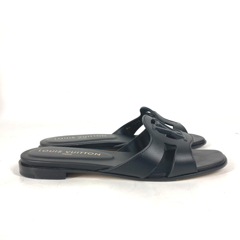 LOUIS VUITTON Sandals 1ABP01 leather black LV logo flat sandals LV Isola Line Mules Women 35