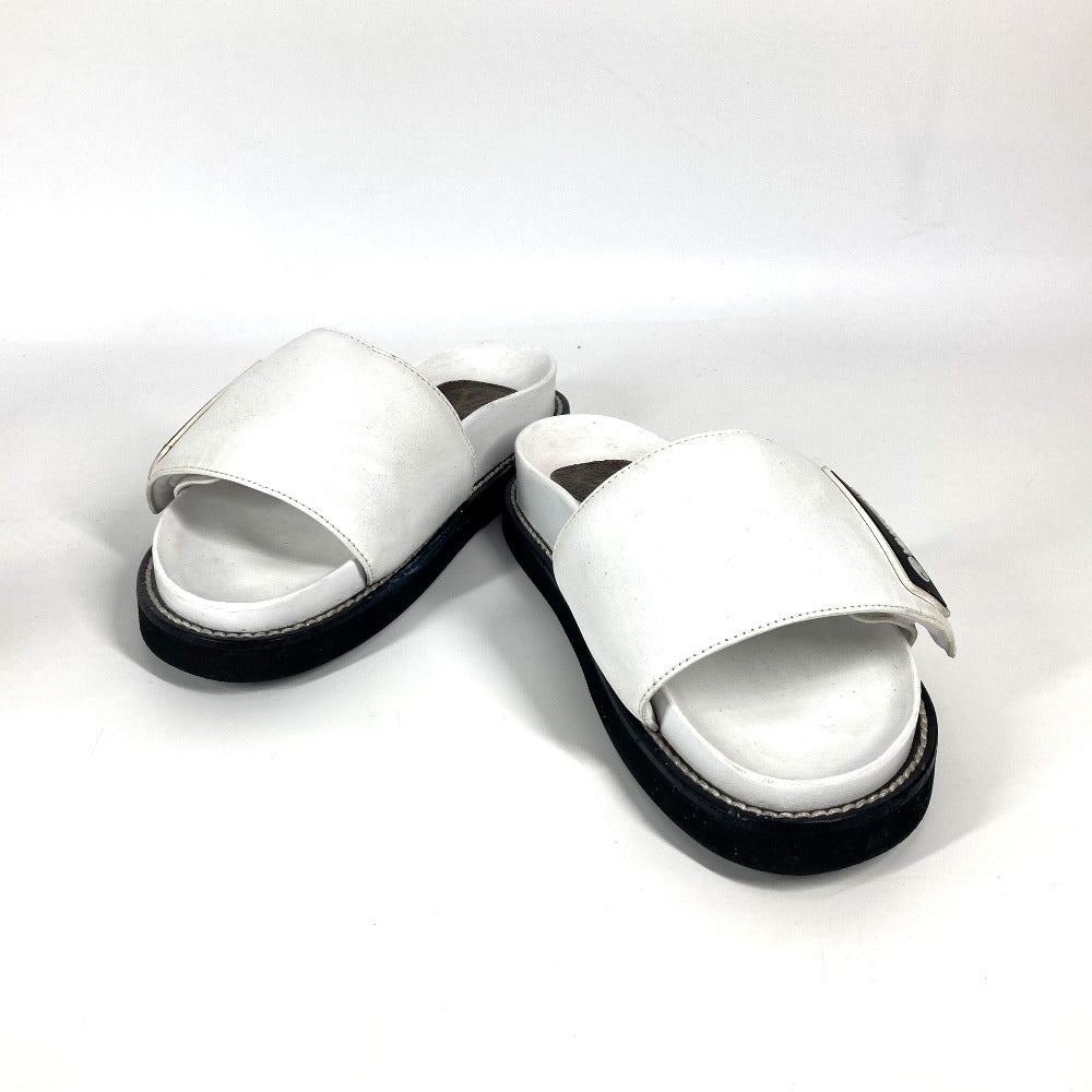 LOUIS VUITTON Sandals leather white Sunset Line logo Women 37