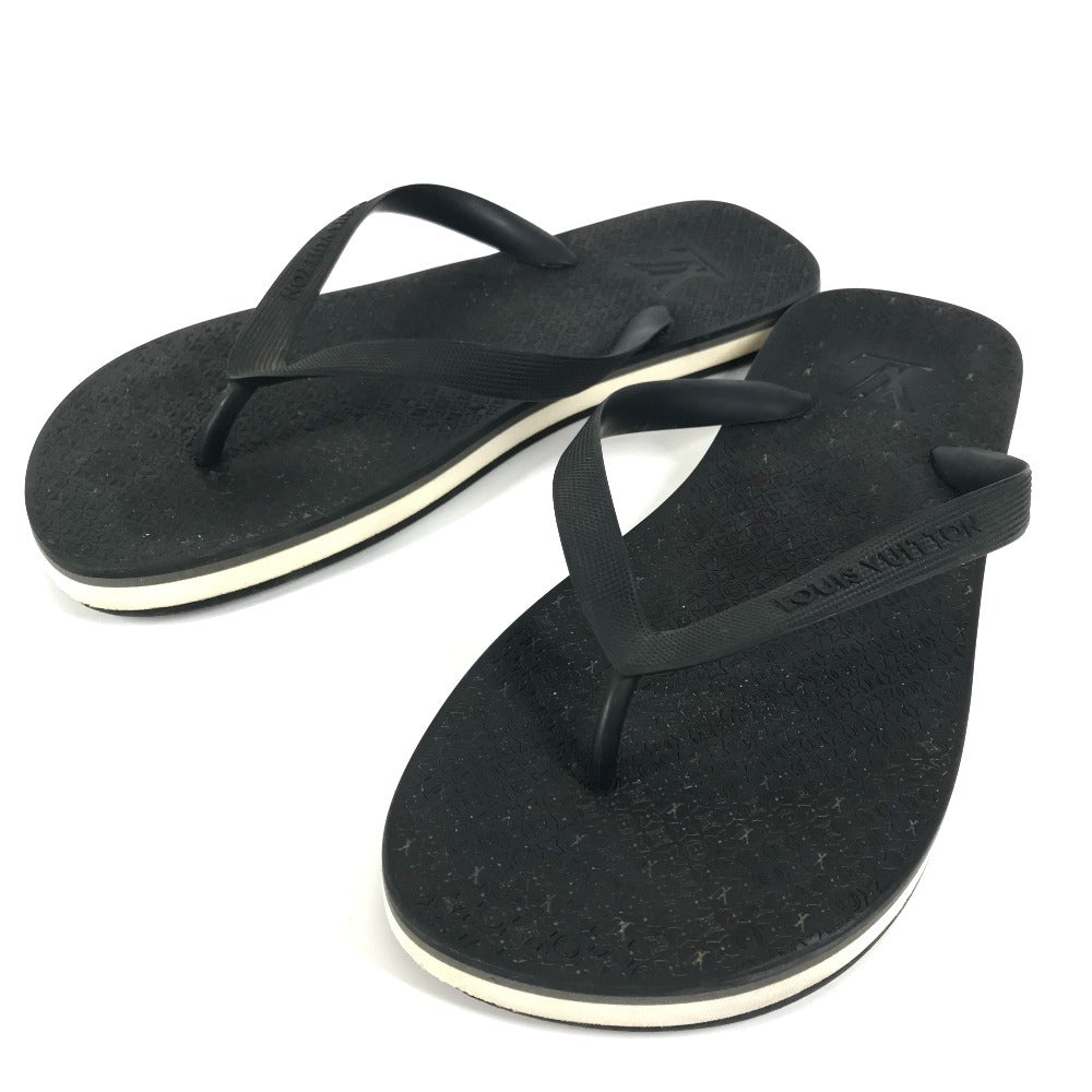 LOUIS VUITTON Sandals rubber black Monogram logo beach sandals mens 8