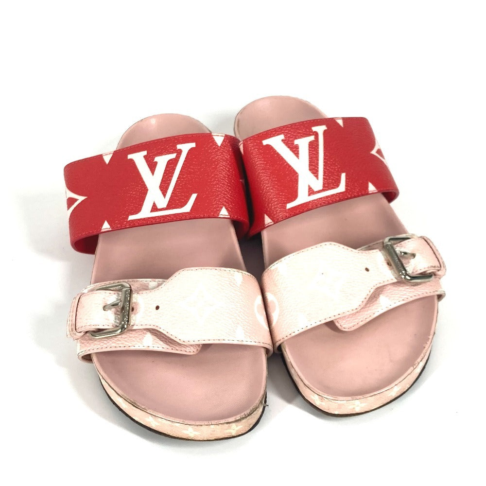 LOUIS VUITTON Sandals leather pink Monogram 36