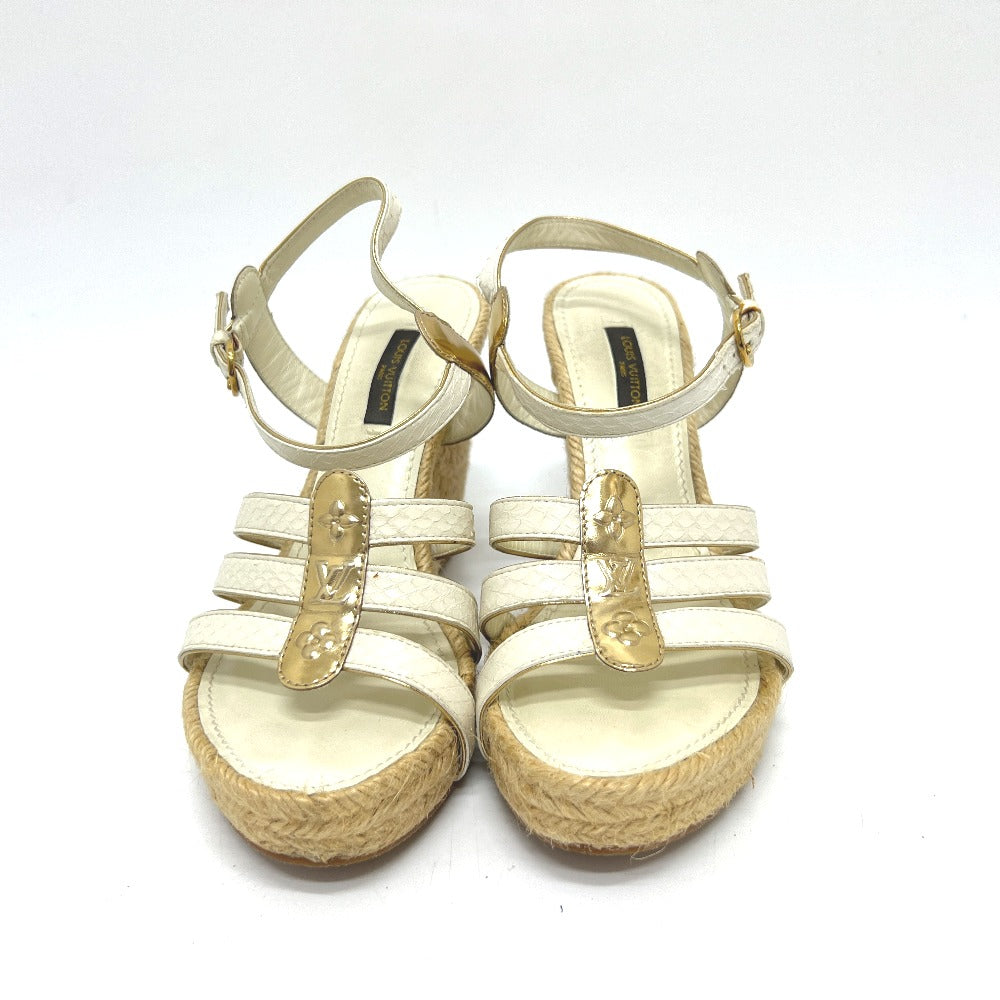 LOUIS VUITTON Sandals leather white strap 36 1/2