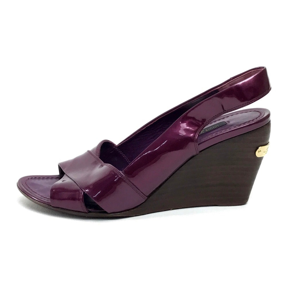 LOUIS VUITTON Sandals Patent leather purple Back strap High heels Women 35 1/2
