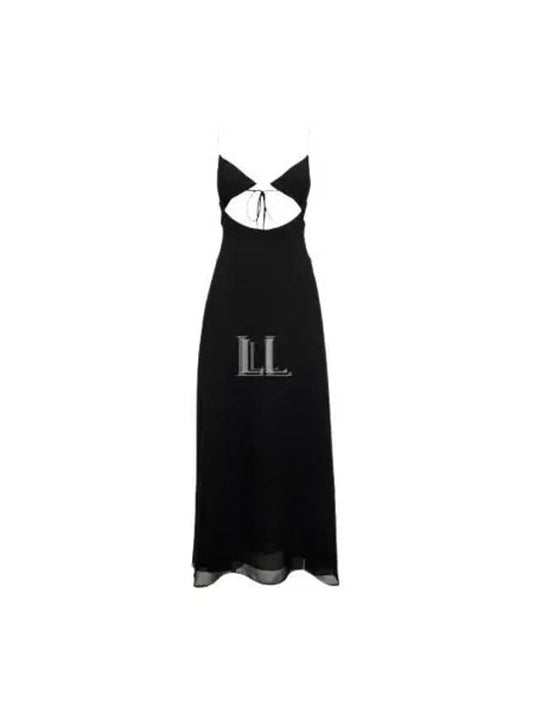 Luxury Saint Laurent Trending 2025 Crepe Viscose Backless Long Dress Black