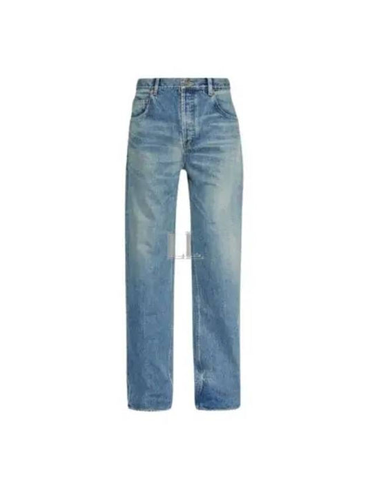 Luxury Saint Laurent Trending 2025 Mid Rise Baggy Jeans Blue