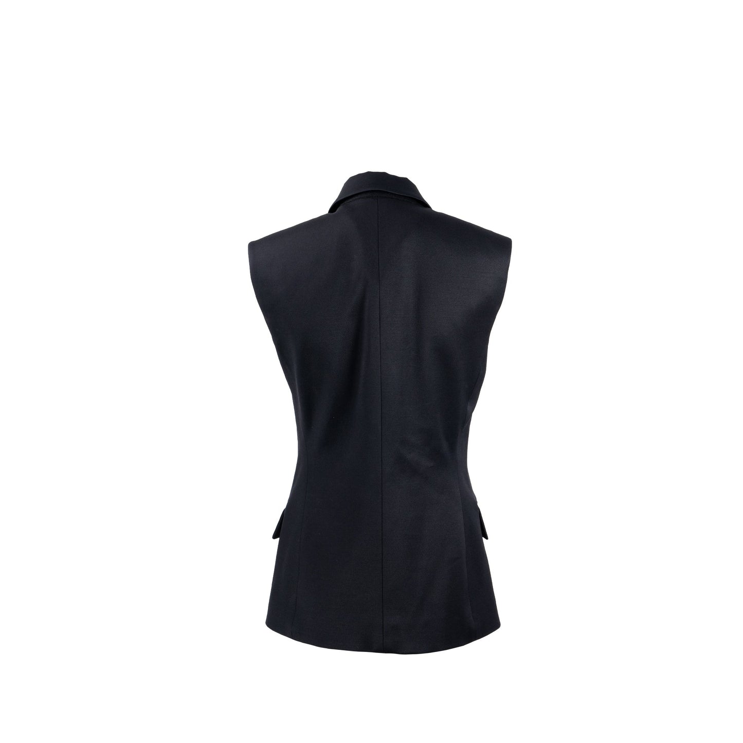 Louis Vuitton Size 36 Sleeveless Zip-Up Blazer Silk/Wool Black