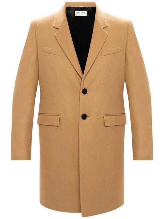 Luxury Saint Laurent Trending 2025 Men's Two Button Wool Single Coat Beige