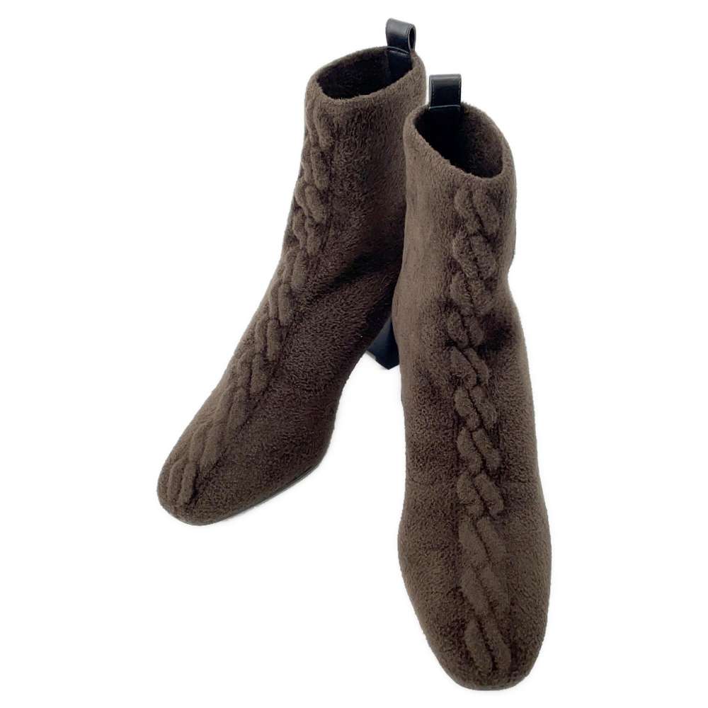 HERMES Short boots ãVol Vertã 60 Marron/Black Knit Leather Size 36