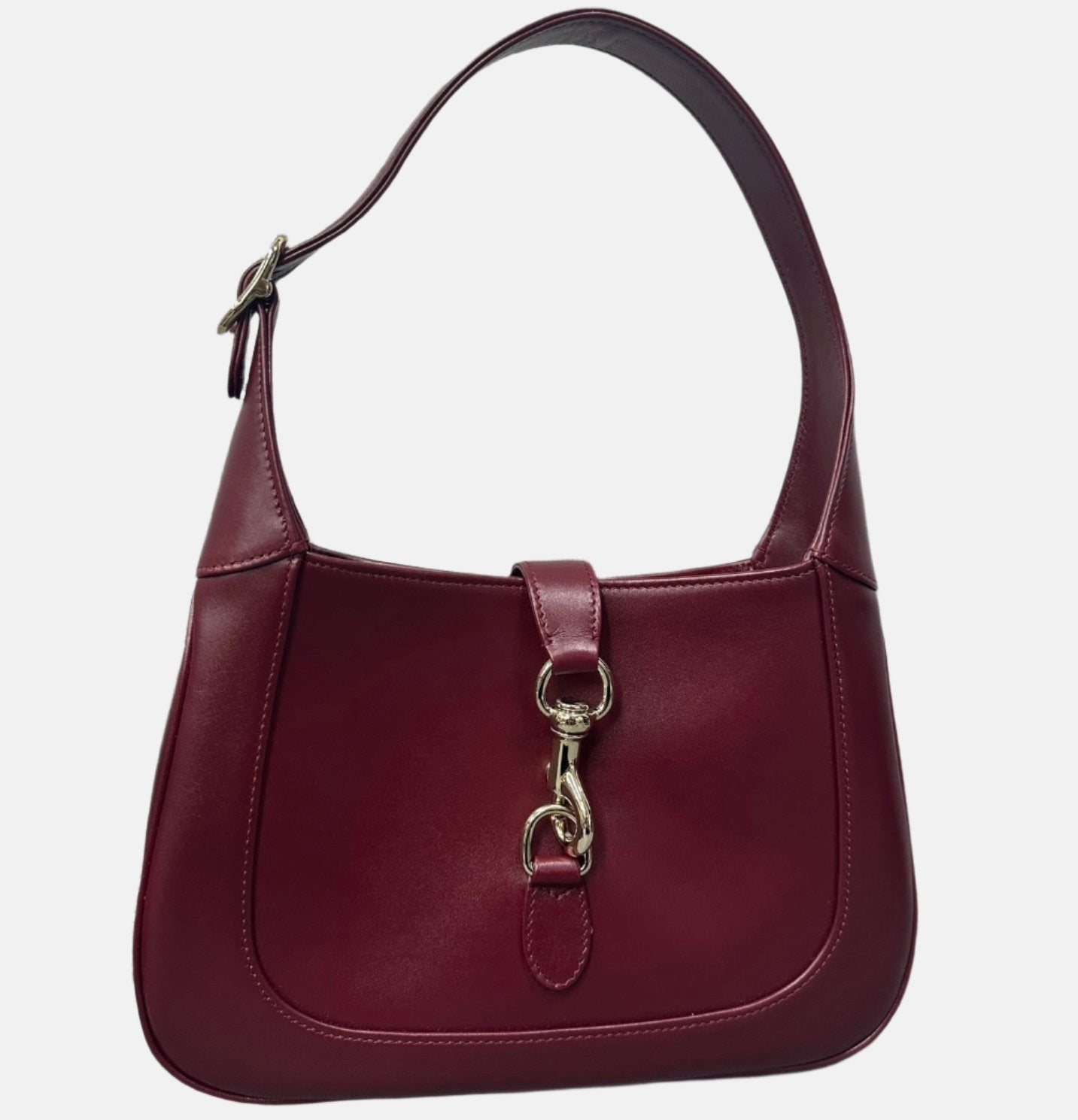 Gucci Jackie 1961 Small Ancora Red Burgundy Leather Shoulder Bag Clasp S24 No Strap
