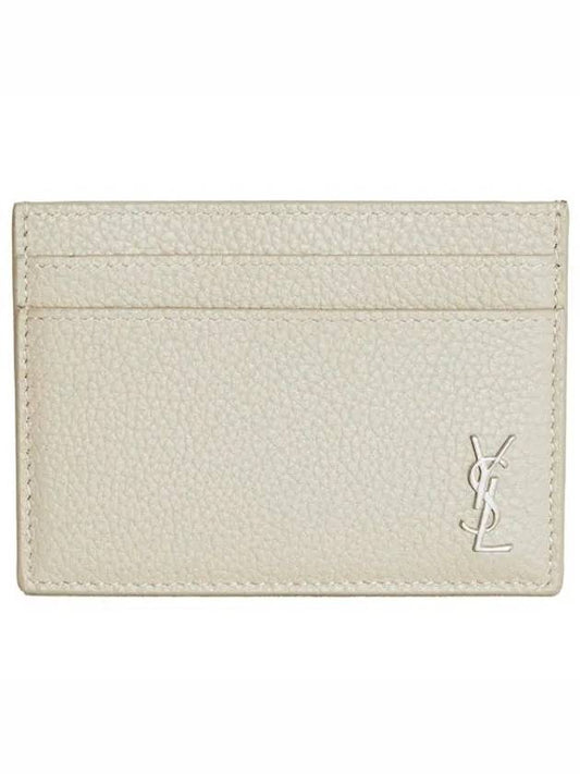 Luxury Saint Laurent Trending 2025 Casandre Small Grain Leather Card Wallet Sea Salt