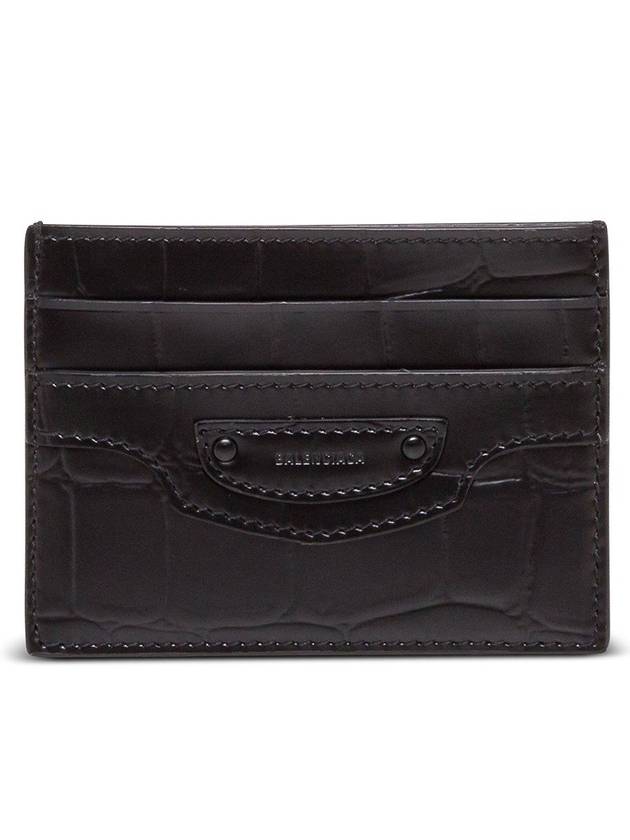 Luxury Balenciaga Trending 2025 Neo Classic Crocodile Effect Card Wallet Black