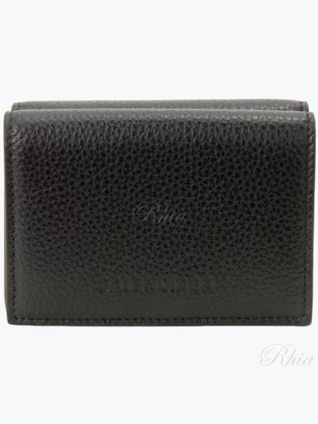 Luxury Balenciaga Trending 2025 Essential Small Grained Leather Half Wallet Black