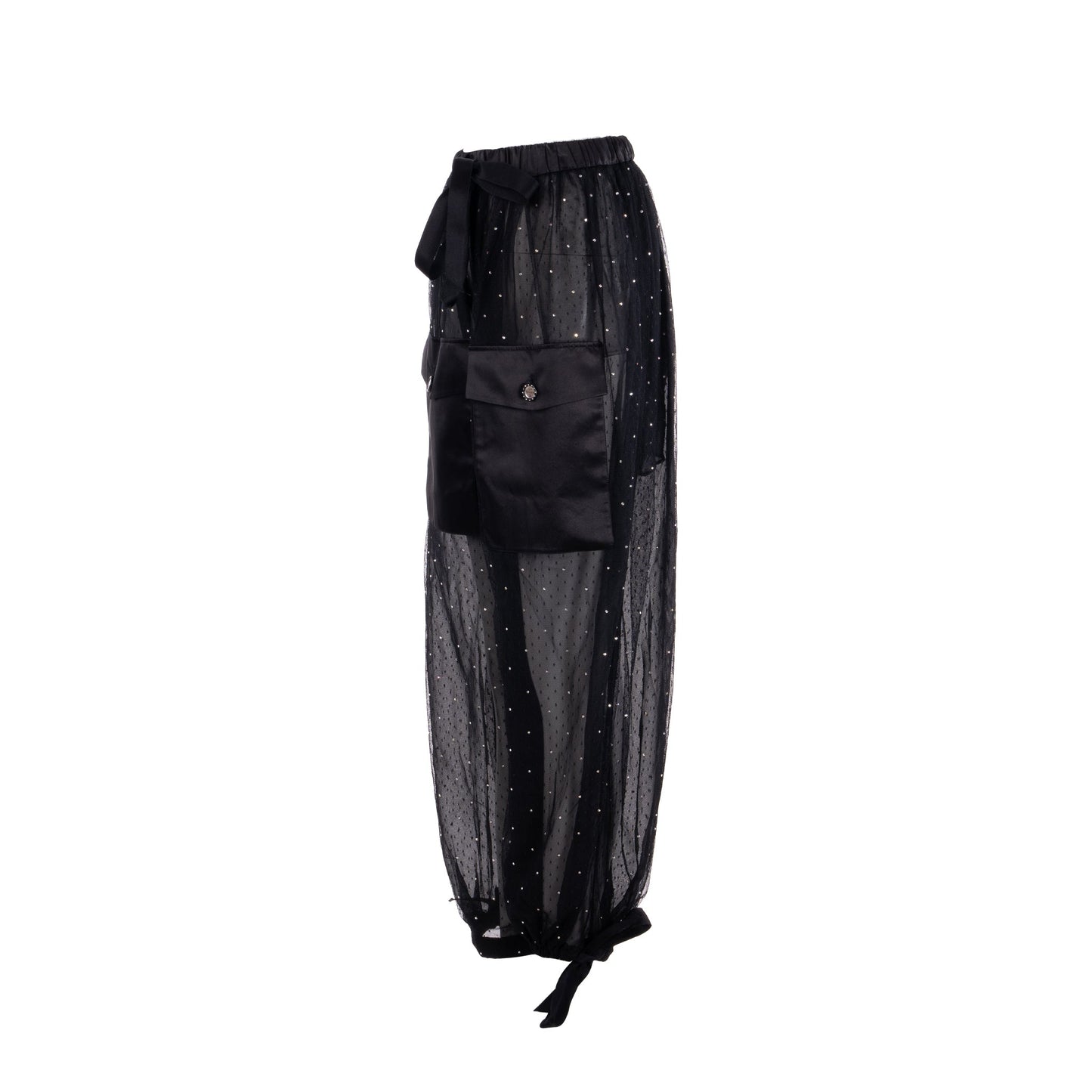 Chanel size 36 19C transparent pants polyamide/ silk black