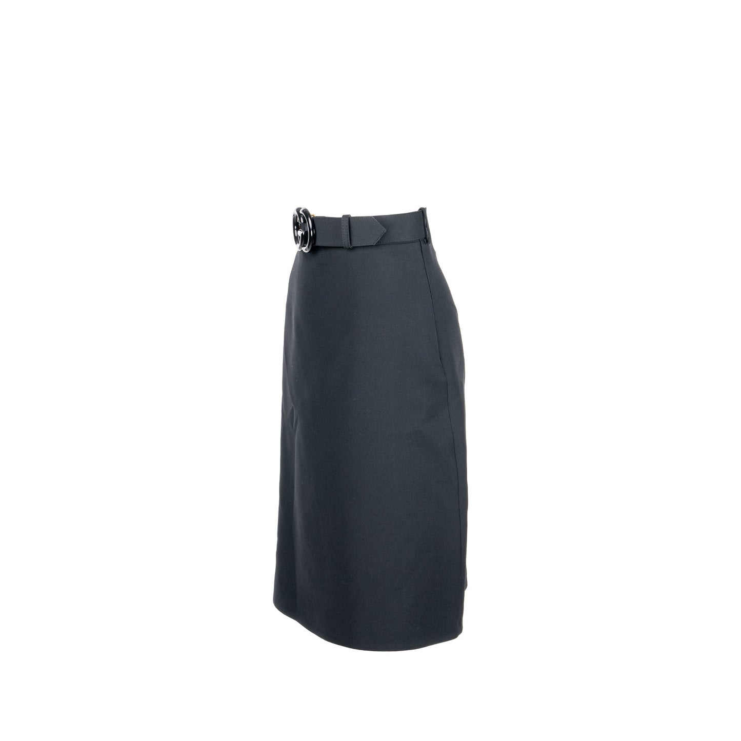 Gucci Size 38 Belt A-Line Skirt Silk/Wool Black