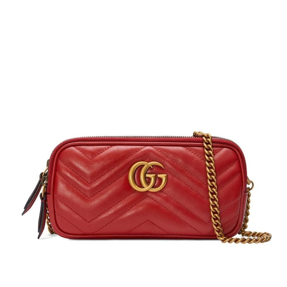 GUCCI GG MARMONT MATELASSE CROSSBODY BAG RED