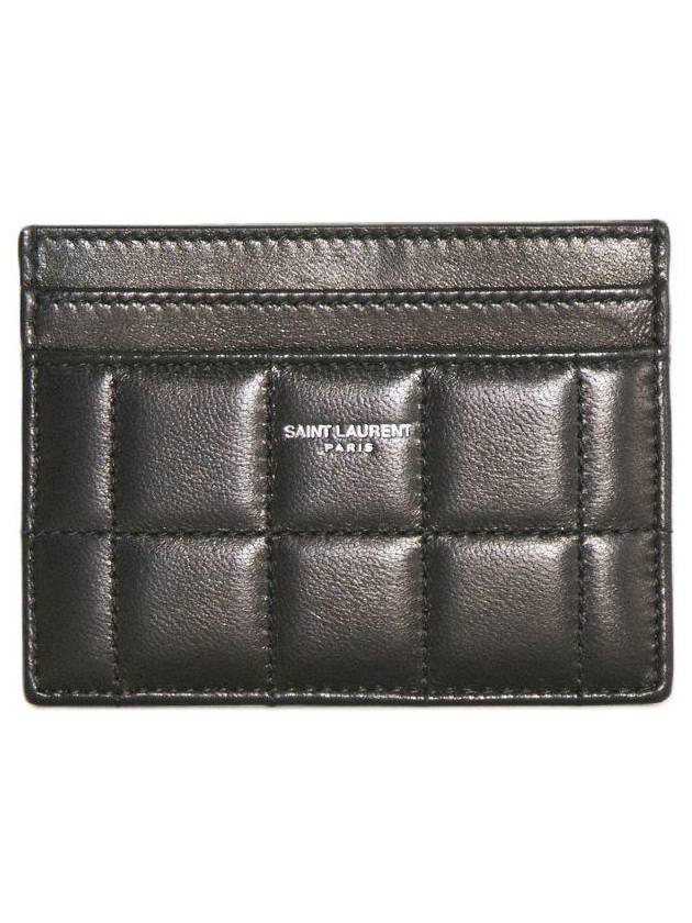 Luxury Saint Laurent Trending 2025 Logo Print Quilted Card Wallet Black
