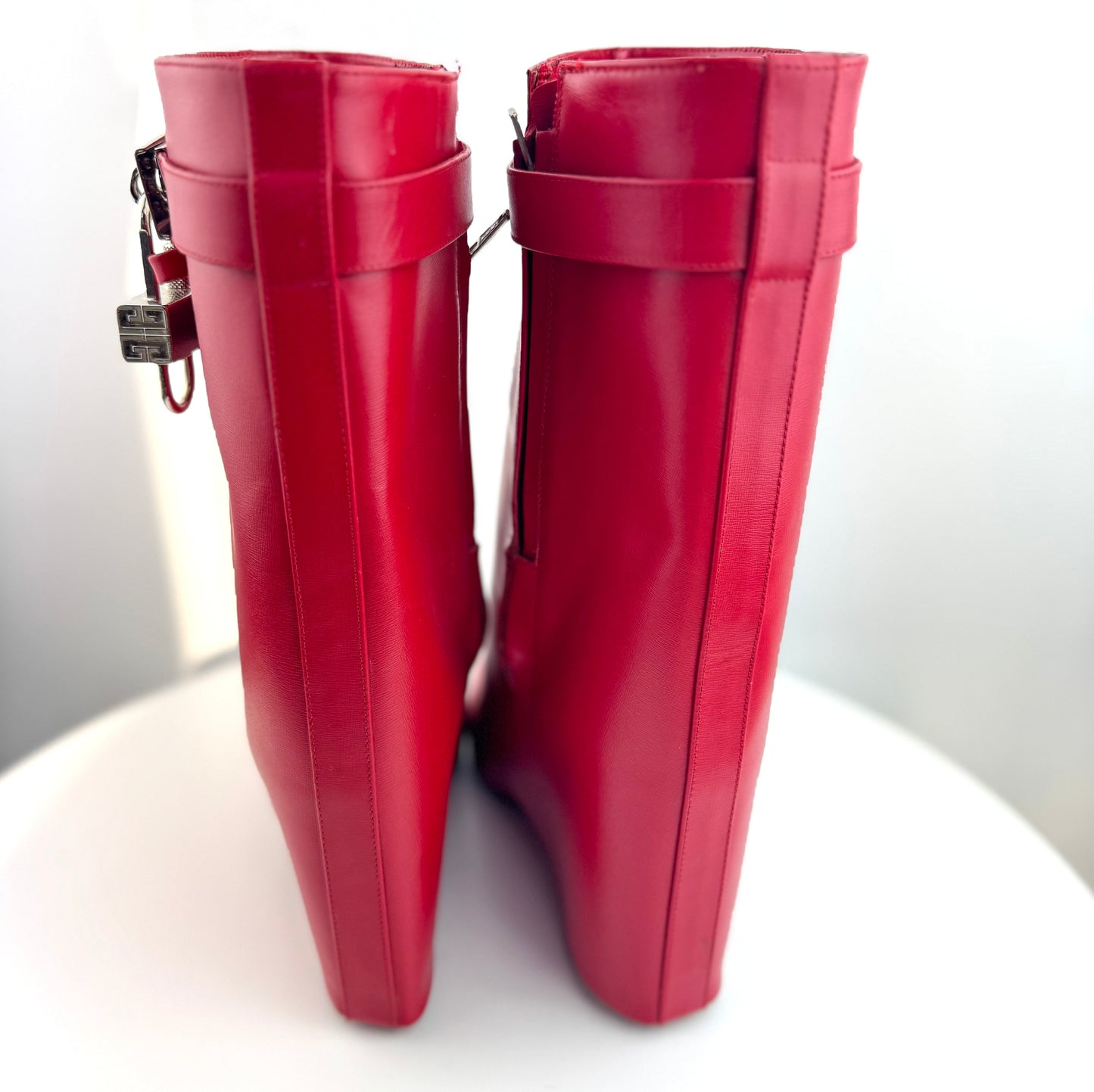 Givenchy Shark Lock Ankle Boots in Red Leather