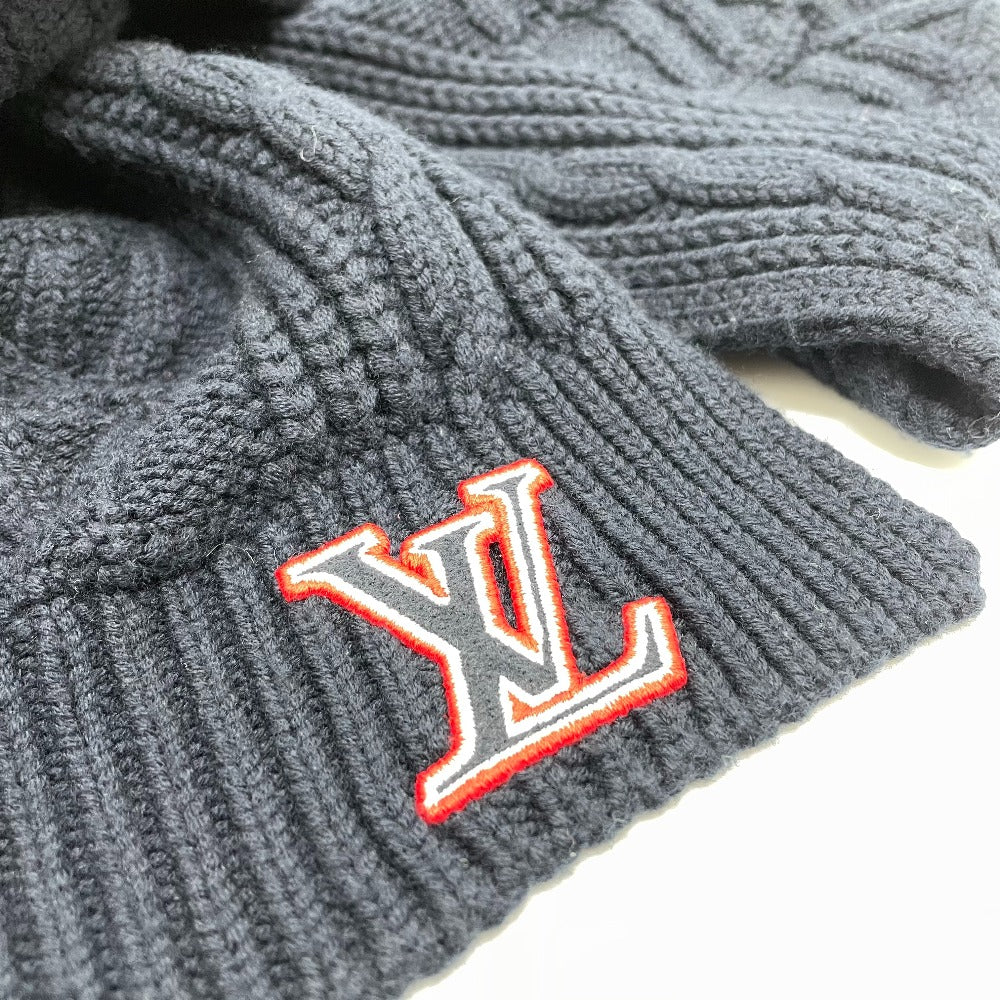 LOUIS VUITTON Scarf MP2866 wool Navy LV logo Echarpe LV cable unisex(Unisex)