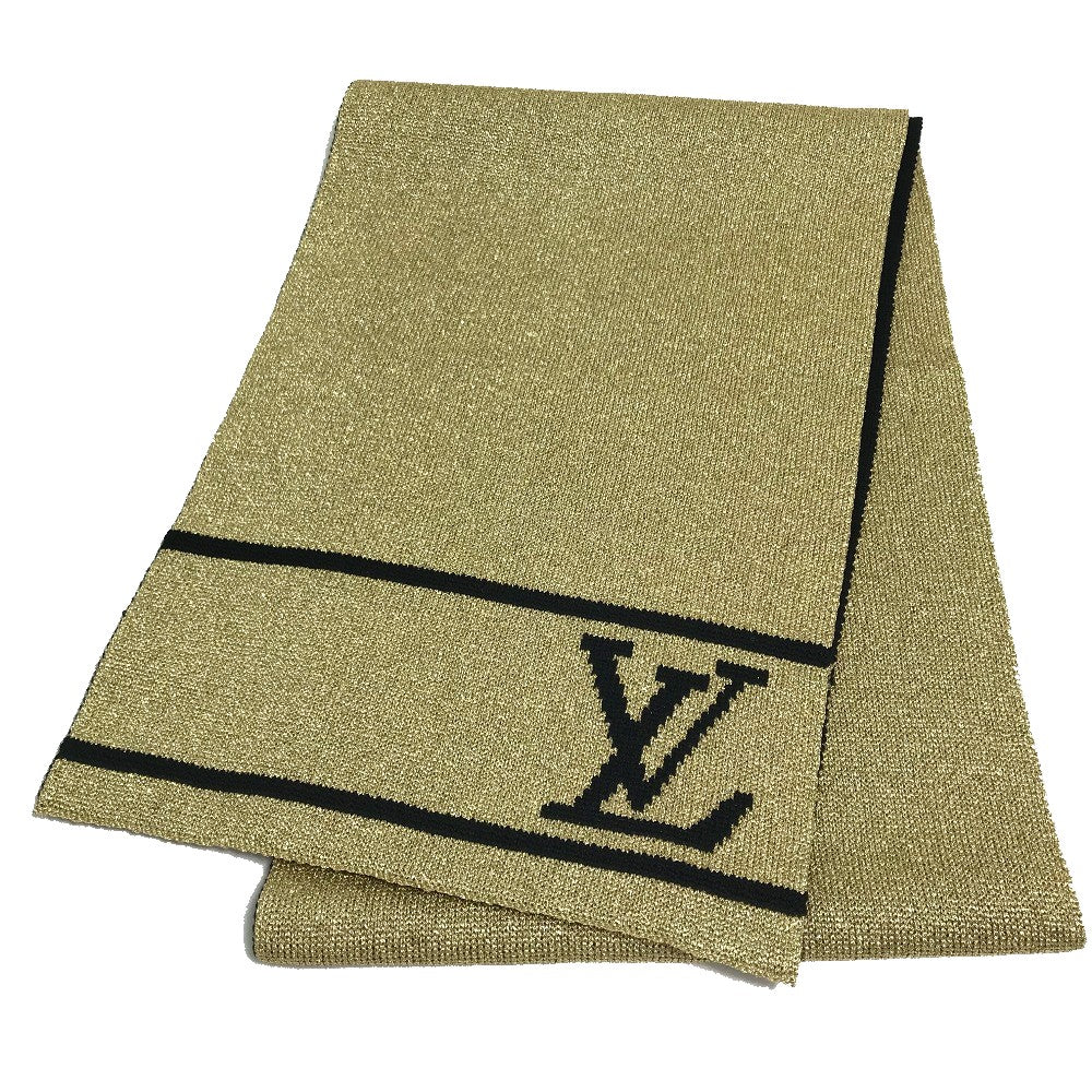 LOUIS VUITTON Scarf M76167 wool Gold x Black Echarpe Glitter Women